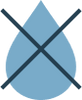 Icon of a droplet with an x over it